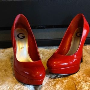Pre-Owned G By Guess Red Patent Women's Size 9M Platform Stiletto Pumps Heels